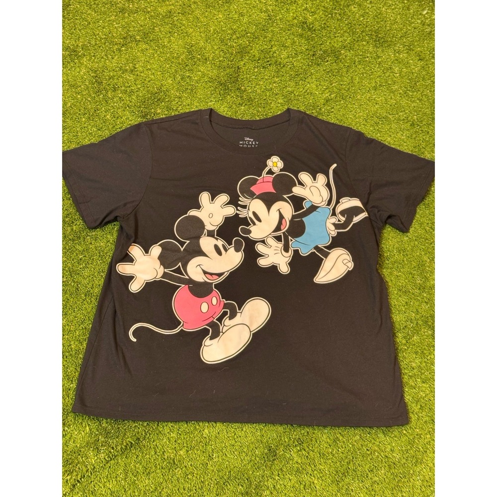 Women's Disney Mickey Mouse Minnie Mouse Black 2X 2XL Shirt Sleeve Blend Shirt